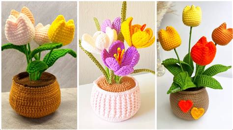 Crochet Flower Pots For Beginners Amigurumi Flower Plant Pots Knitting