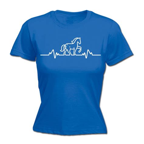 Horse Riding Heart Beat Pulse Womens T Shirt Pony Funny Mothers Day