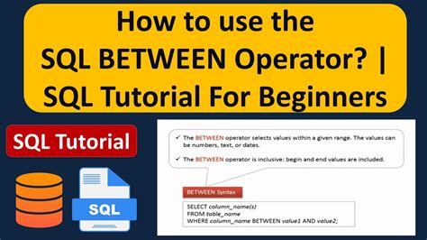 How To Use The Sql Between Operator Sql Tutorial For Beginners