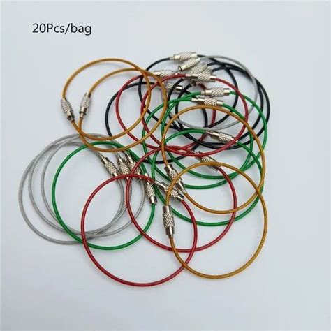 20pieces Stainless Steel Wire Keychain Rings Cable Loops 5cm Loop Heavy