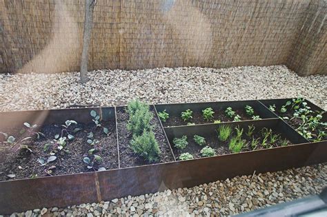 Veg And Herbs In Corten Steel Raised Bed Garden Design Modern Landscaping Garden Grid