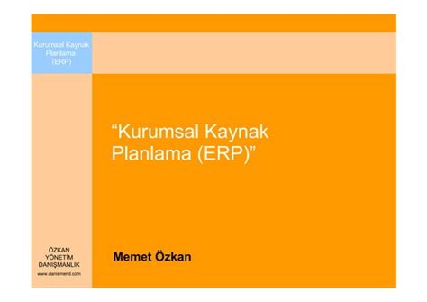 Erp Kurumsal Kaynak Planlama PPT