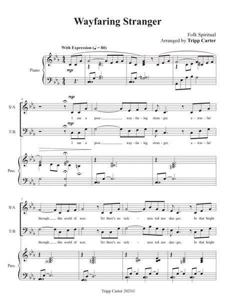 Wayfaring Stranger Sheet Music Tripp Carter Satb Choir