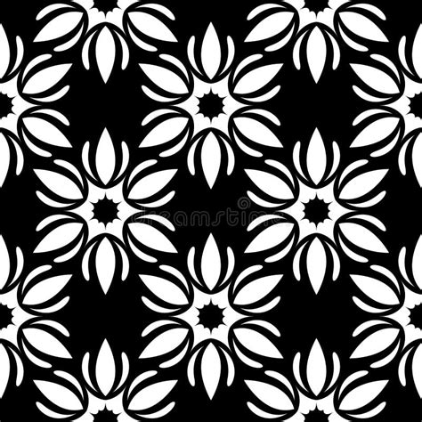 Ornement Floral Noir Et Blanc Configuration Sans Joint Illustration De