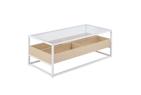 Tray Rectangle White Coffee Table With Storage | Living Spaces