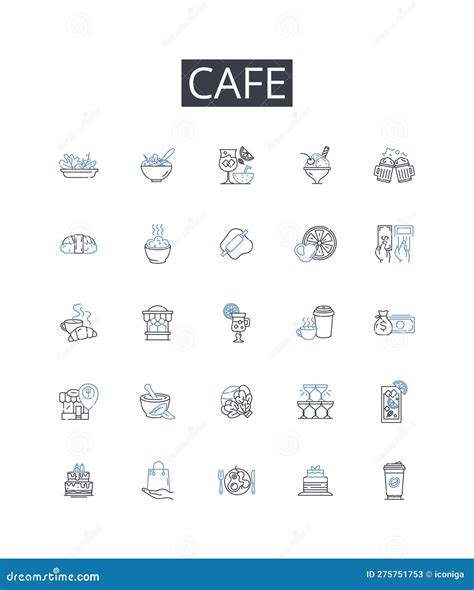 Cafe Line Icons Collection Bistro Restaurant Diner Eatery