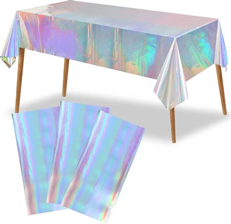 Amazon 3 Pack Iridescence Plastic Tablecloths Shiny Disposable