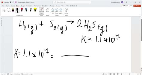 Solved Consider The Following Reaction 2 H2g S2g →2 H2sg With