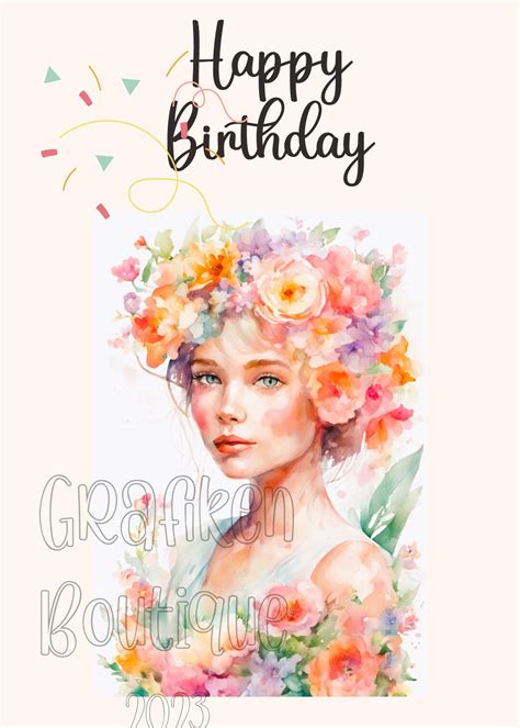 Postcard Art Print Art Happy Birthday Printable Digital - Etsy