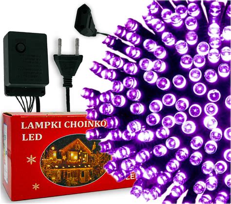 Lampki CHOINKOWE 300 LED FIOLETOWY Zewnetrzne Wewnetrzne Z