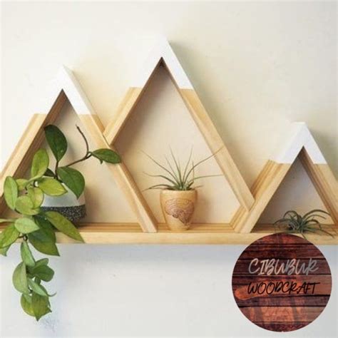 Jual Rak Kayu Dinding Rak Dekorasi Dinding Pot Segitiga Rustic Estetik