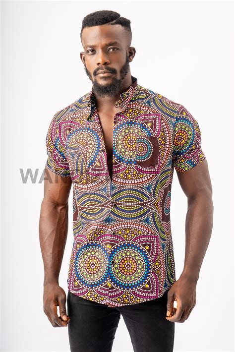 Multicolored Ankara Shirt African Print Shirt Men Clothing African M Afrikrea