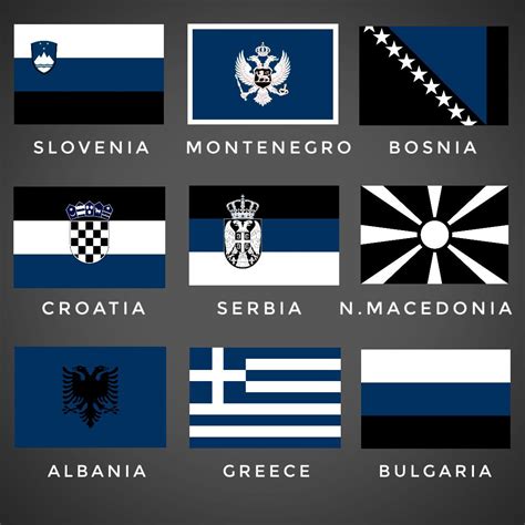 I Recolored All Flags Of Balkan To Be Black Blue White For Some Reason