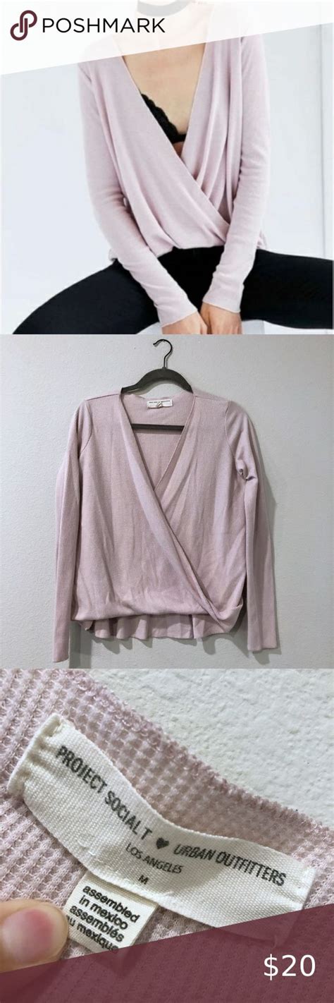 Urban Outfitters Blush Pink Waffle Knit Drew Surplice Thermal Wrap