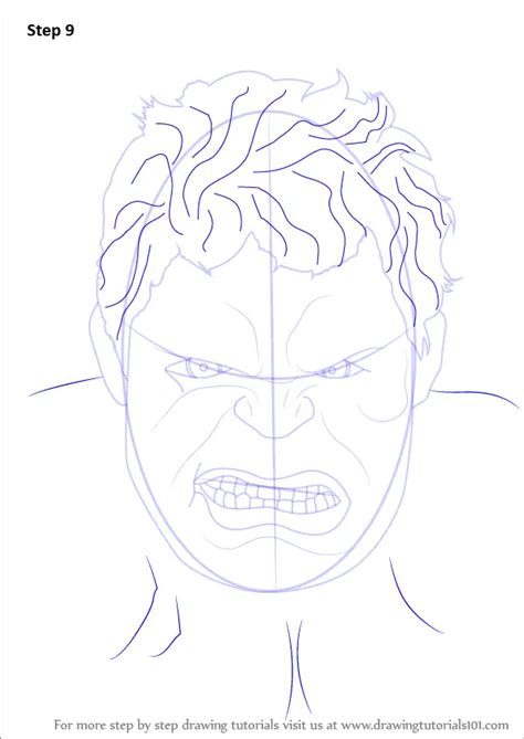 How to Draw The Hulk Face (The Hulk) Step by Step | DrawingTutorials101.com