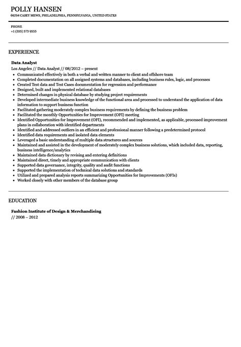 Data Analyst Resume Sample Velvet Jobs