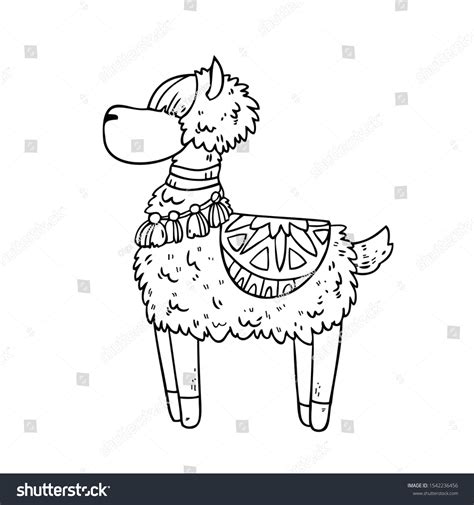 Vector Cartoon Illustration Cute Fluffy Llama Stock Vector Royalty Free 1542236456 Shutterstock