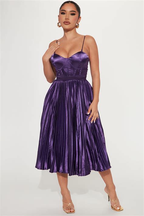 Nathaline Satin Midi Dress Purple Fashion Nova Dresses Fashion Nova