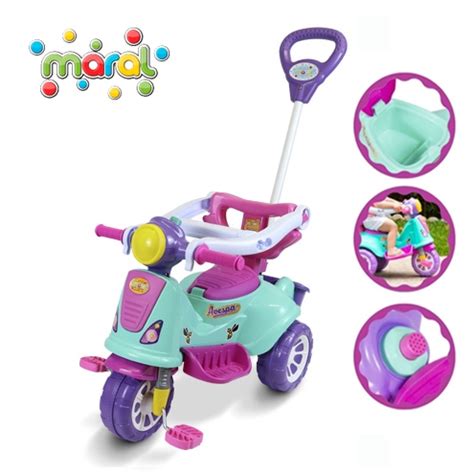 Carrinho De Passeio Triciclo Avespa Motoca Pedal Apoio de Pé e