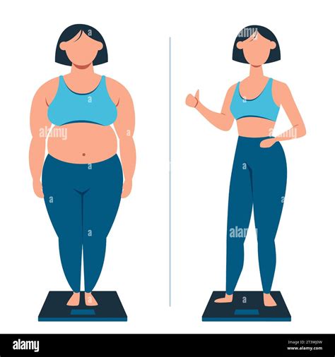 Weight Loss And Exercise Concept Vector Of A Young Woman Successfully