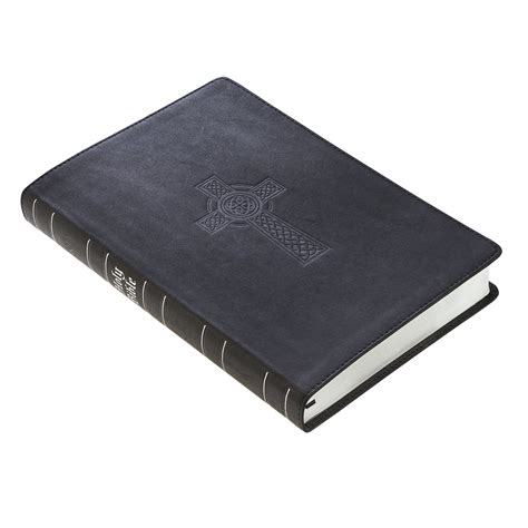 Black Premium Leather Large Print Thinline Bible with Thumb Index - KJ ...