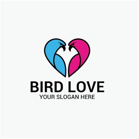 Bird Love Logo Vector Premium