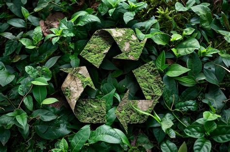 S Mbolo De Reciclaje Hecho De Plantas Y Hojas Verdes Sobre Fondo De