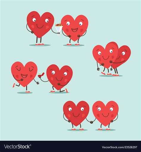 Two happy hearts in love cute couple Royalty Free Vector