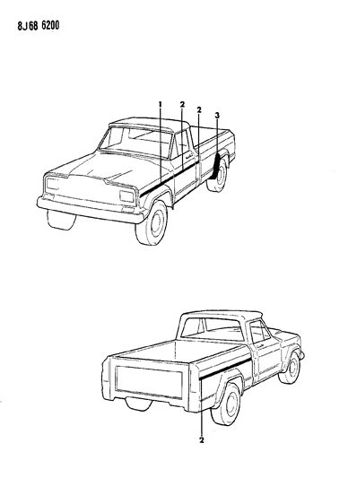 Mouldings Exterior Lower 1987 Jeep J10