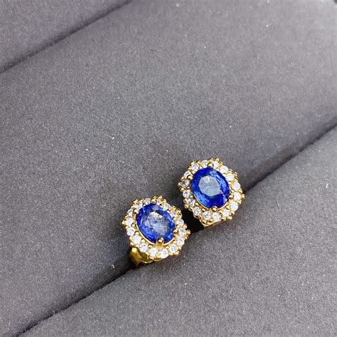 Handmade Sapphire Stud Earrings Gold Plated Earrings Etsy