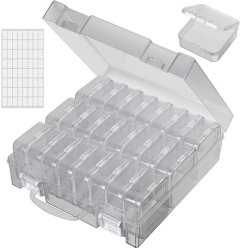 JIZIYRUO Clear Bead Organizer Box 24Pcs Small Plastic Bead Storage