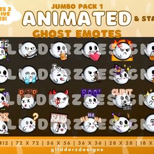 ANIMATED Ghost Emotes JUMBO Pack 1 24 Static AND Animated Ghost Twitch