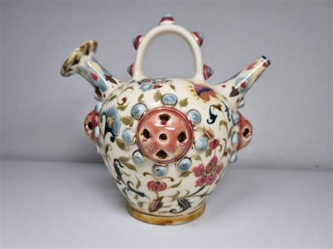 Very Rare 1800s And Unique Zsolnay Hungary Pottery Water Jug Incense