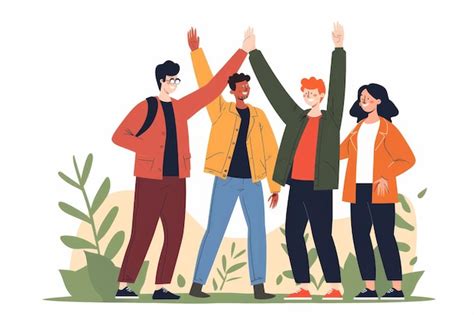 Happy Friendship Day Concept For Hand Drawn Friend Group Flat