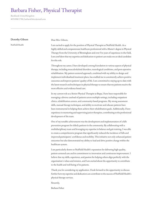 Physical Therapy Cover Letter Examples For Uk Market 2024 ·