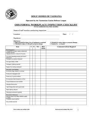 Fillable Online Ohs Form Workplace Inspection Form Fax Email Print