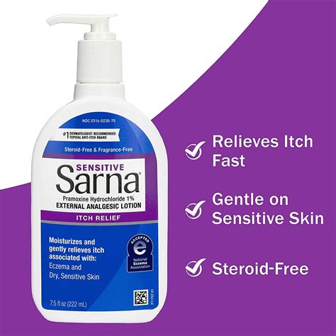 Sarna Sensitive Anti Itch Lotion 7 5oz Fragrance Free Steroid Free Relief For Dry Irritated Skin