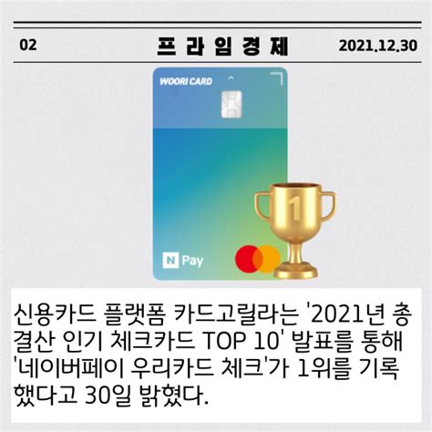 카드 카드고릴라 2021 총결산 인기 체크카드 Top 10 발표 네이트 뉴스