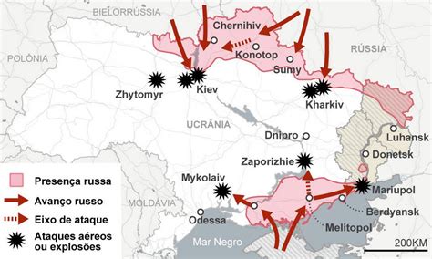 Guerra na Ucrânia mapas mostram avanço das tropas russas no quinto dia