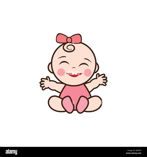 Baby Mascot Cute Happy Boy Illustration Vector Cartoon Stock Vector
