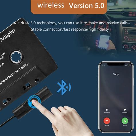 Bluetooth Converter Car Tape Aac Mp Sbc Aux Audio Cassette Adapter