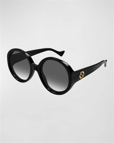 Gucci Interlocking Gg Round Acetate Sunglasses Neiman Marcus