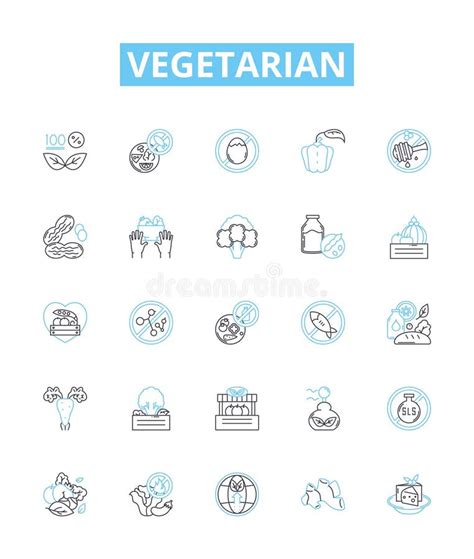 Vegetarian Vector Line Icons Set Vegetarian Plant Based Green Plant