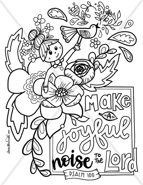 Make A Joyful Noise Psalm 100 Coloring Page Downloadable Pdf Etsy México