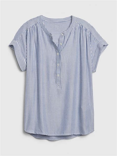 Gap Easy Popover Shirt Blue Stripe In 2022 Popover Shirt Easy