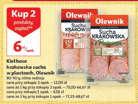 Kiełbasa krakowska sucha z filetem z indyka Olewnik cena promocje