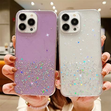 Funda Transparente Con Lentejuelas Y Estrellas Brillantes Para Samsung