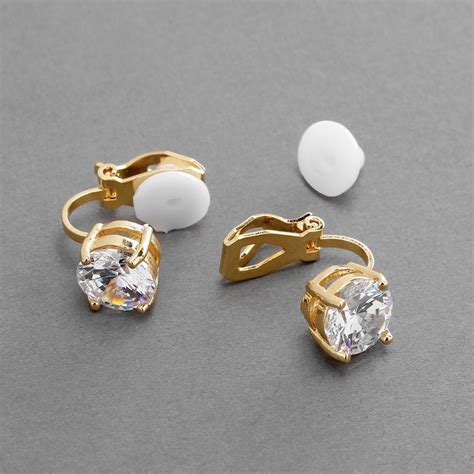 Mariell 14KT Gold Plated 2 Carat CZ Clip On Earrings 8mm Etsy