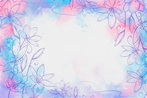 Fondo De Acuarela Con Flores Dibujadas Y Espacio Vacío Vector Gratis