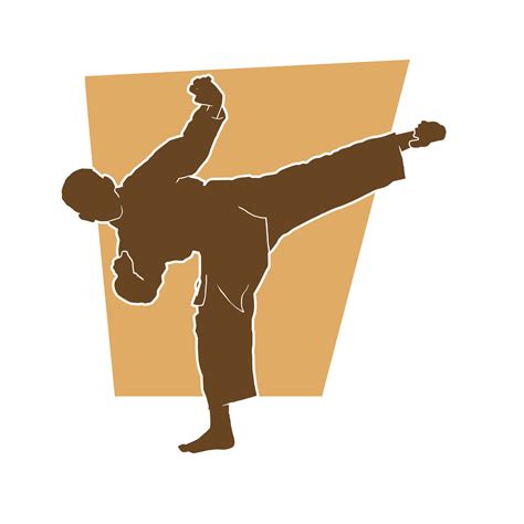 young male karate kata vector silhouette wearing uniform called keikogi ...